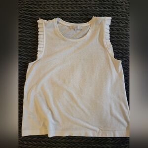 LOFT White Accordian Sleeve Slub Top In L. Worn Once!